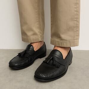 Giorgio Bruttini Tassel Loafers Men’s 10.5 Black Leather Vintage